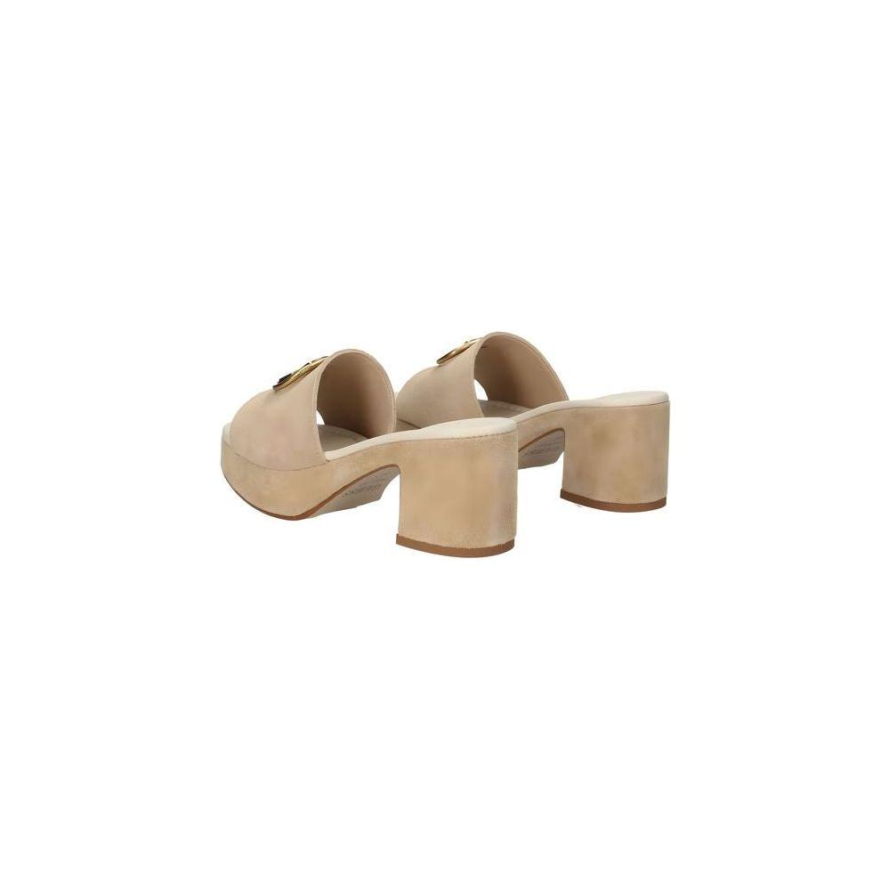Guess Brown Suede Leather Sandal Guess Rosy Brown