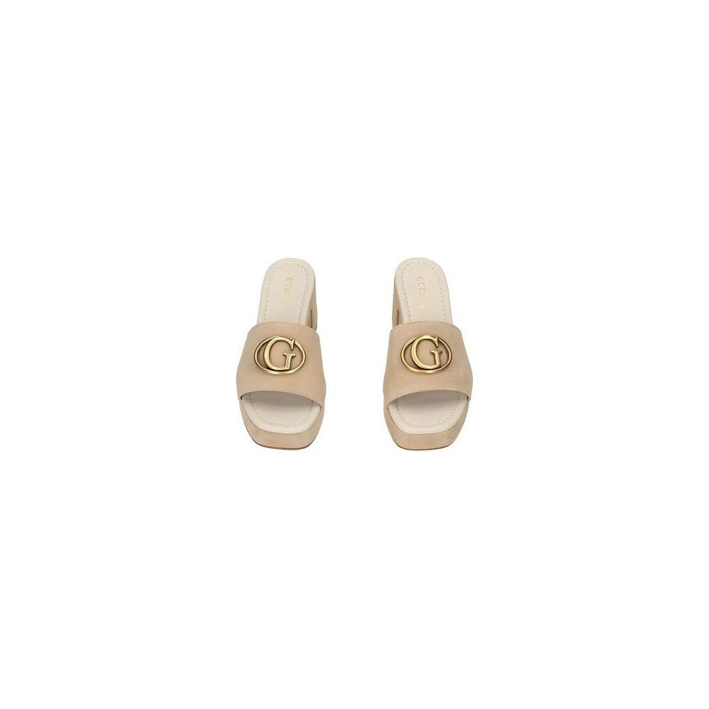 Guess Brown Suede Leather Sandal Guess Tan