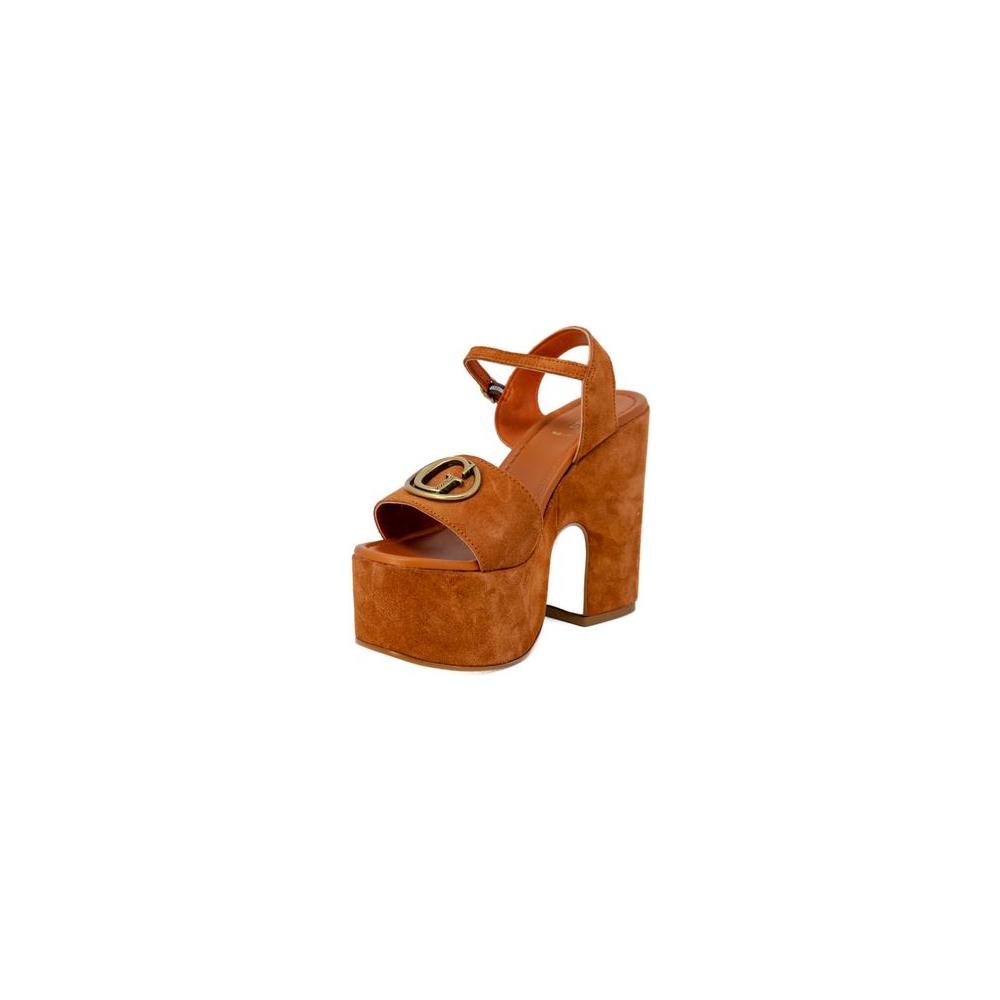 Guess Brown Suede Leather Sandal Guess Sienna