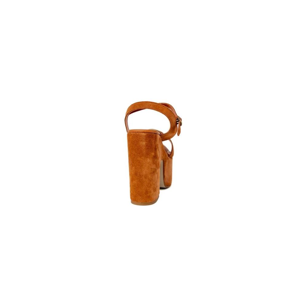 Guess Brown Suede Leather Sandal Guess Sienna