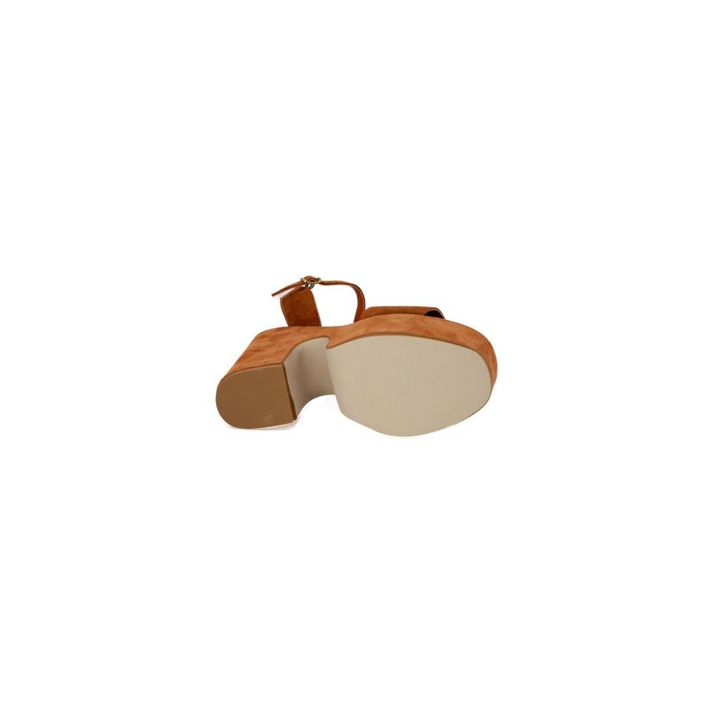 Guess Brown Suede Leather Sandal Guess Rosy Brown