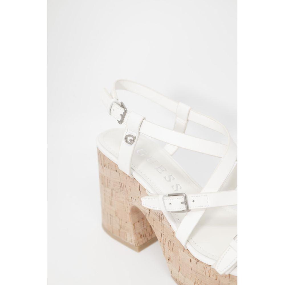 Guess Beige Leather Sandal Guess White Smoke