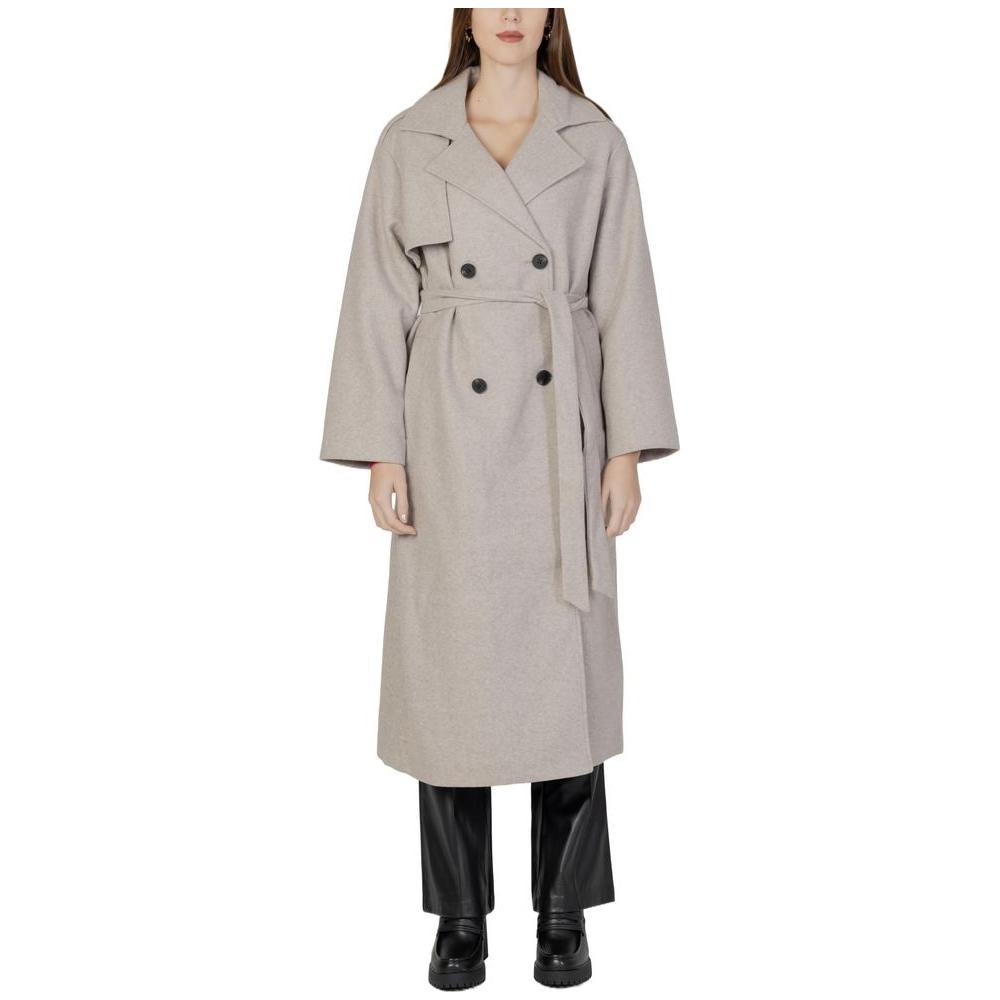 Only Beige Polyester Jackets & Coat Only Dark Gray