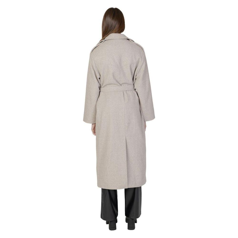Only Beige Polyester Jackets & Coat Only Gray