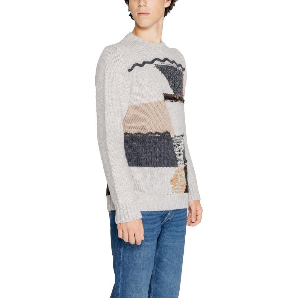 Gianni Lupo Beige Acrylic Sweater Gianni Lupo Dark Slate Blue