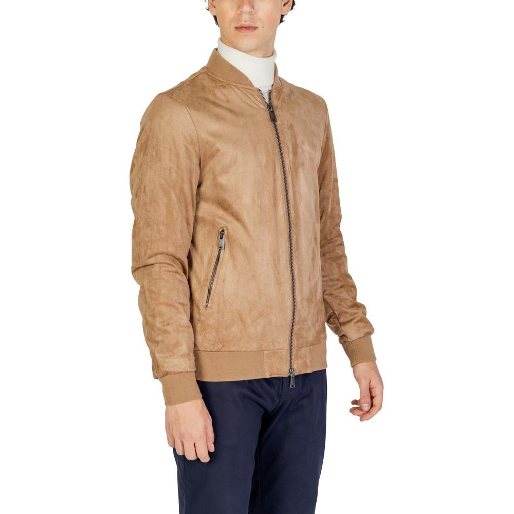 Gianni Lupo Beige Polyester Jacket Gianni Lupo Rosy Brown