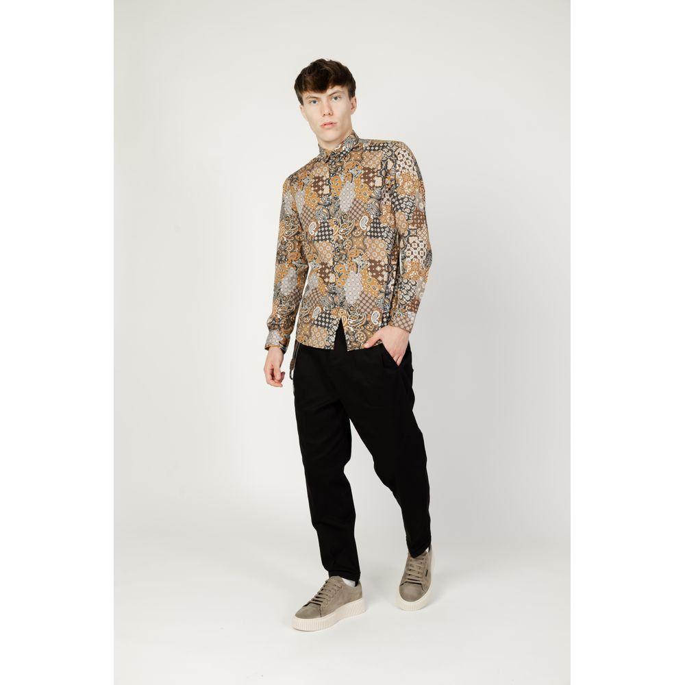 Gianni Lupo Beige Cotton Shirt Gianni Lupo Light Gray