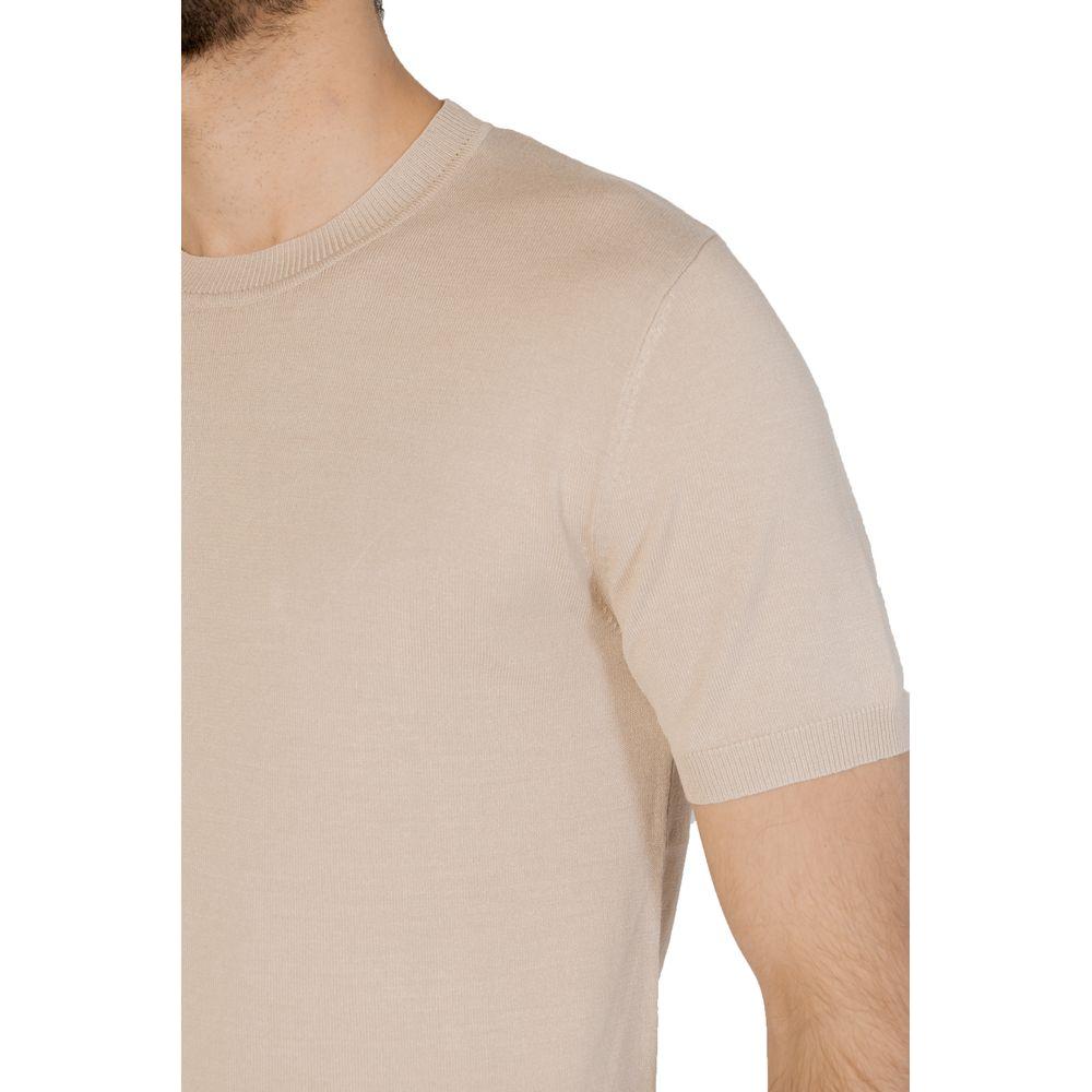 Gianni Lupo Beige Viscose T-Shirt Gianni Lupo Gray