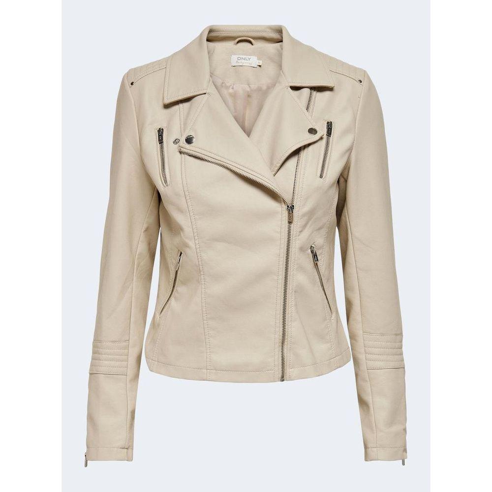 Only Beige Viscose Jackets & Coat Only Light Gray