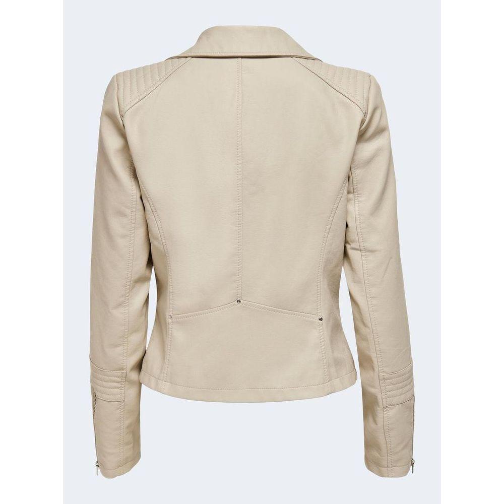 Only Beige Viscose Jackets & Coat Only Light Gray