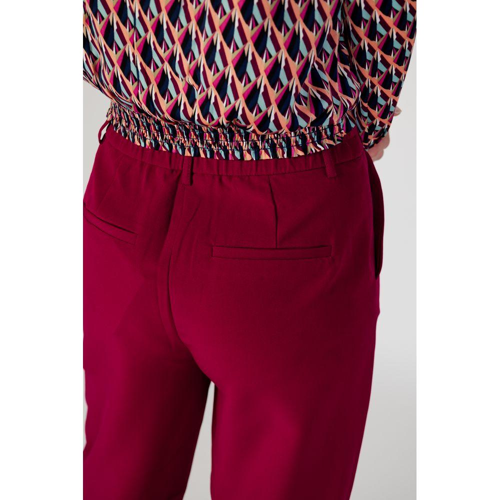 Vila Clothes Bordeaux Polyester Jeans & Pant Vila Clothes Dark Red