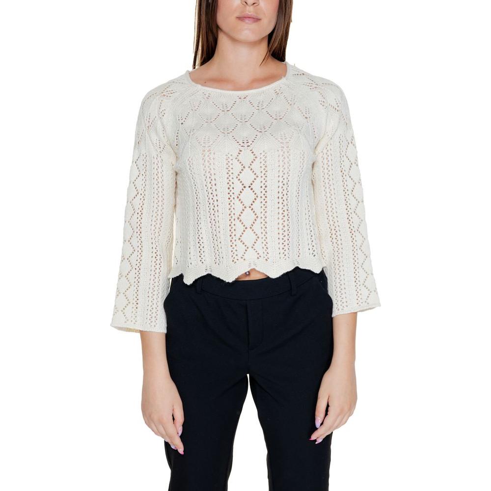 Vero Moda Beige Cotton Tops & T-Shirt Vero Moda Light Gray