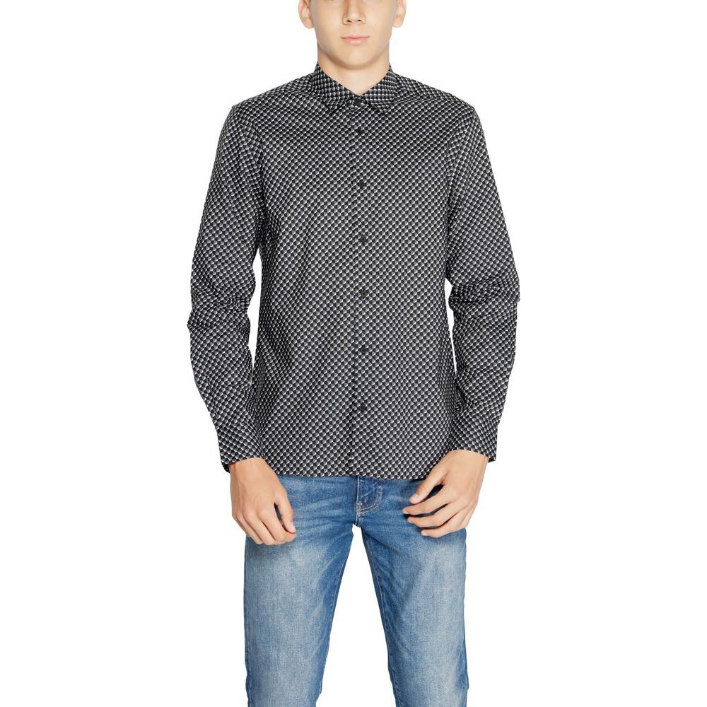 Antony Morato Gray Cotton Shirt Antony Morato Dark Slate Gray