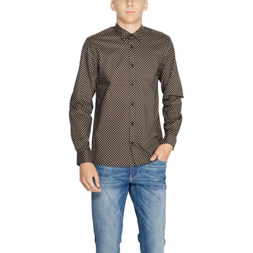 Antony Morato Brown Cotton Shirt Antony Morato Dark Slate Gray
