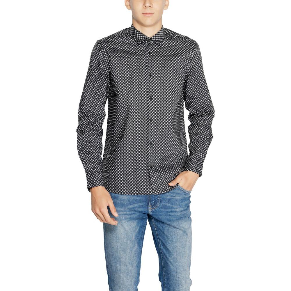 Antony Morato Gray Cotton Shirt Antony Morato Dark Slate Gray