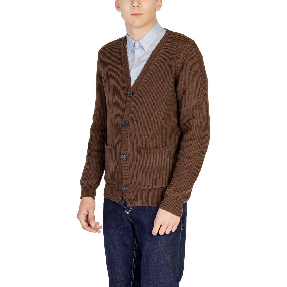 Antony Morato Brown Polyester Cardigan Antony Morato Dark Slate Gray