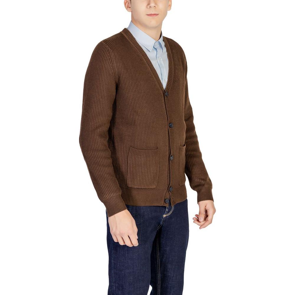 Antony Morato Brown Polyester Cardigan Antony Morato Dark Slate Gray