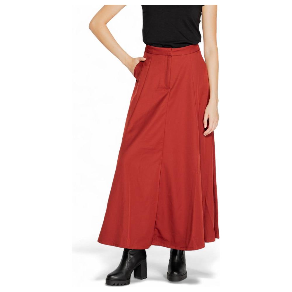 Vero Moda Red Polyester Skirt Vero Moda Brown
