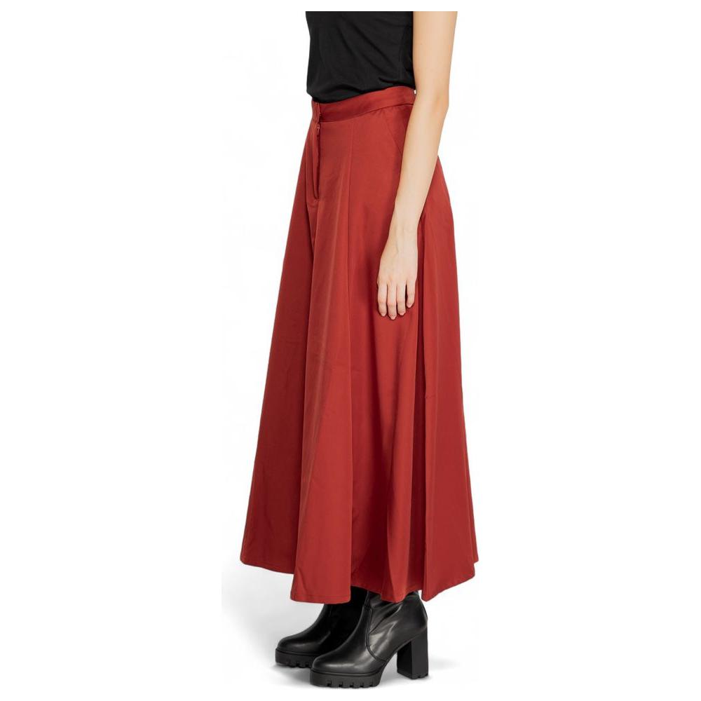 Vero Moda Red Polyester Skirt Vero Moda Brown