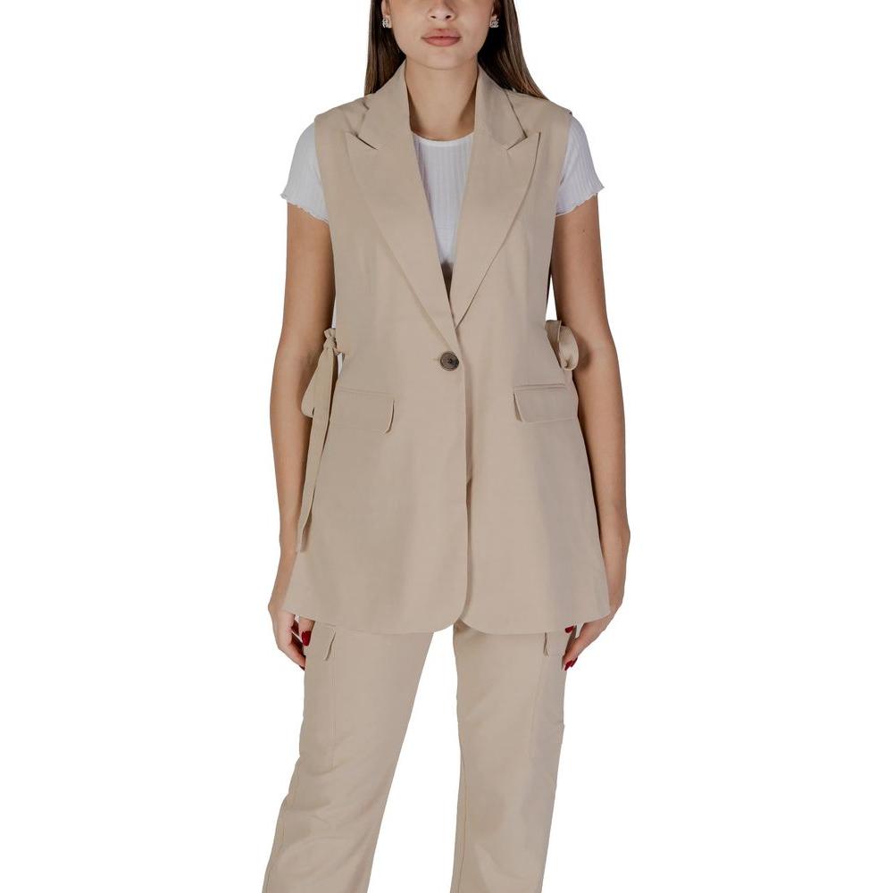 B.Young Beige Polyester Vest B.Young Rosy Brown