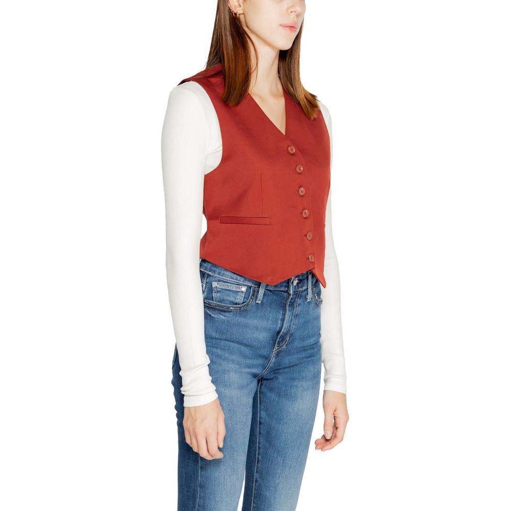 Vero Moda Red Polyester Vest Vero Moda Light Gray