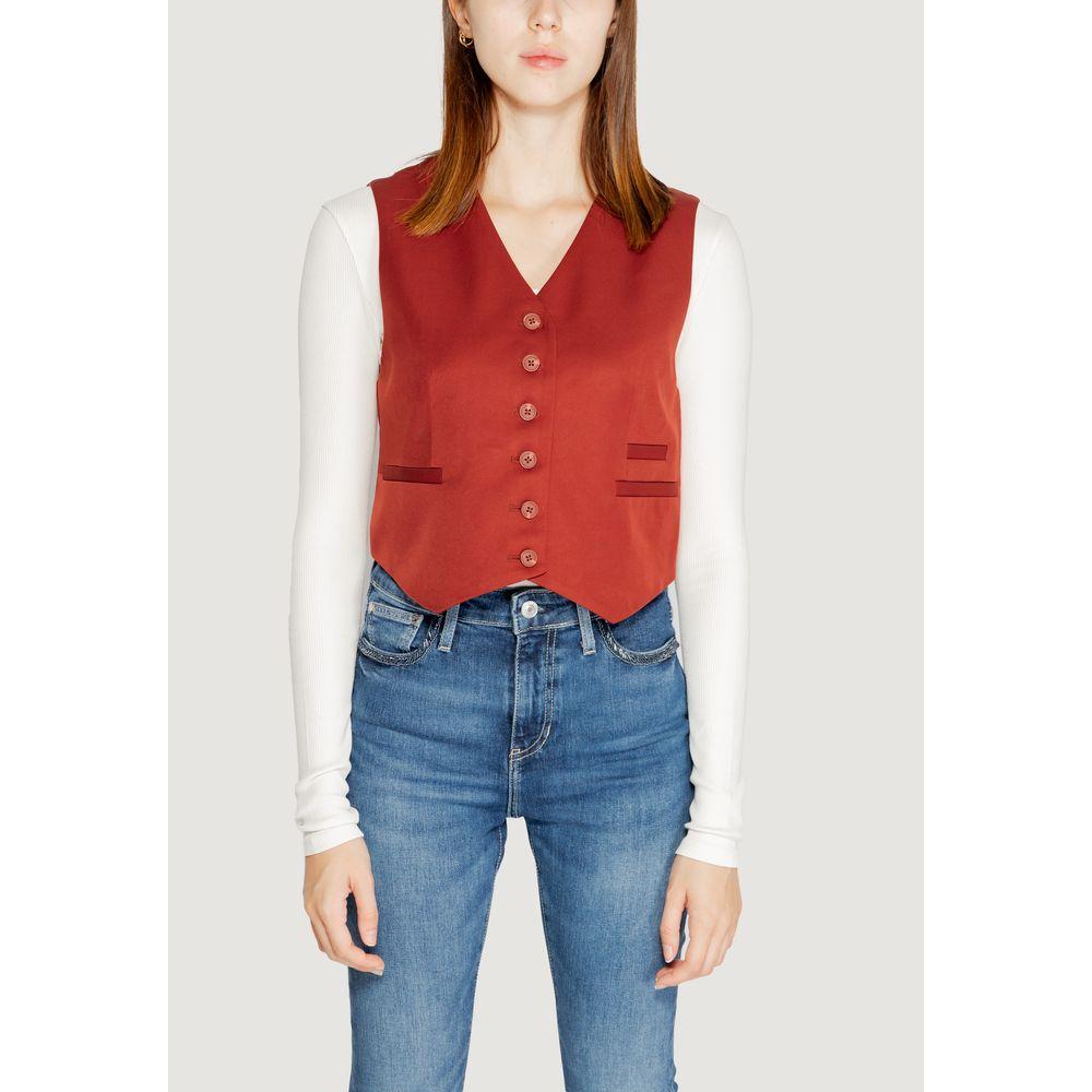 Vero Moda Red Polyester Vest Vero Moda Antique White