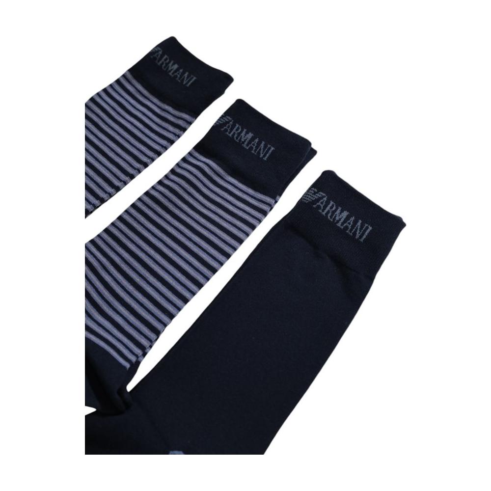Emporio Armani Underwear Blue Cotton Sock Emporio Armani Underwear Black