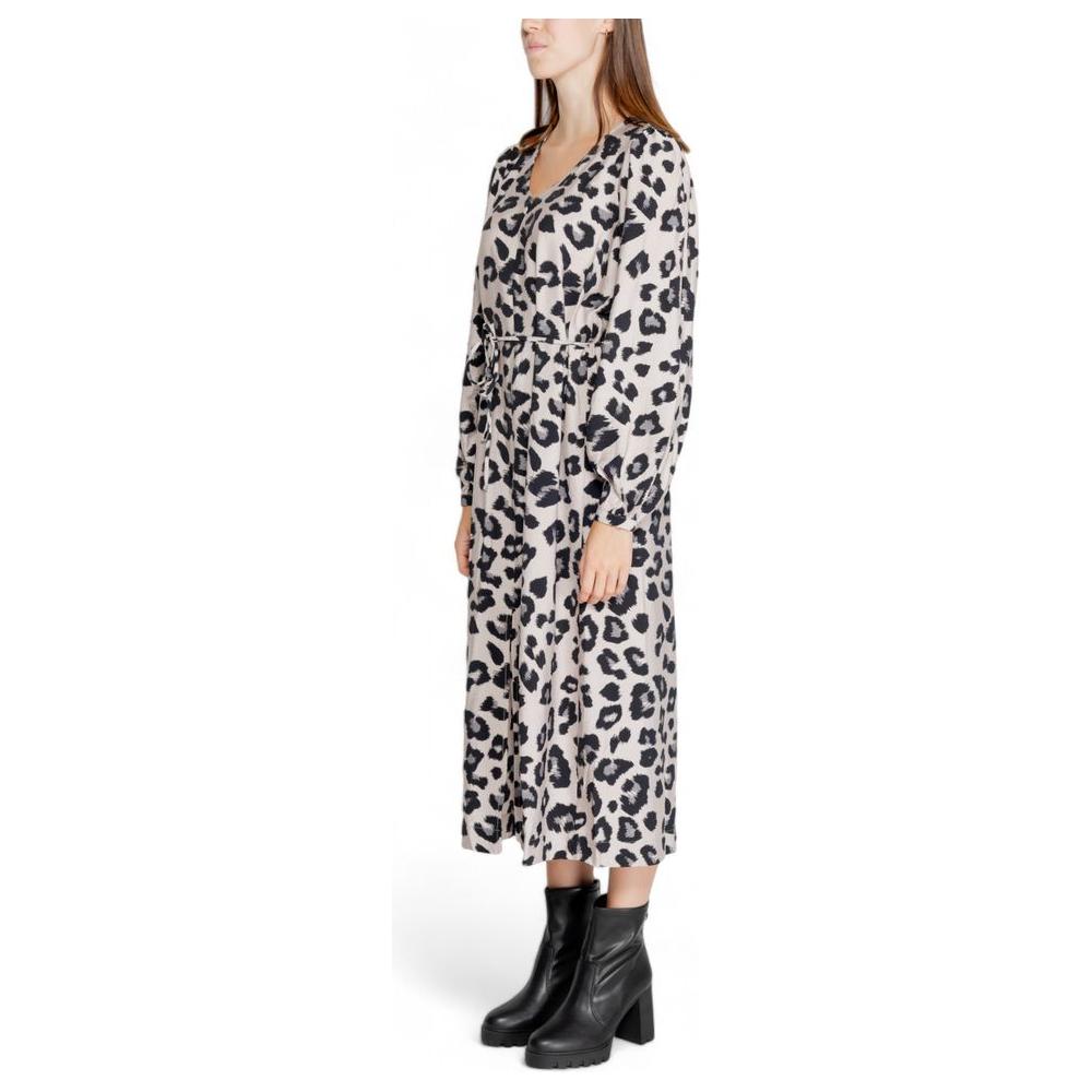 Jacqueline De Yong Gray Viscose Dress Jacqueline De Yong Light Gray