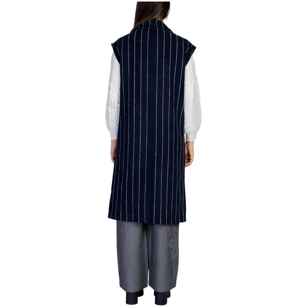 ICHI Blue Polyester Jackets & Coat ICHI Black