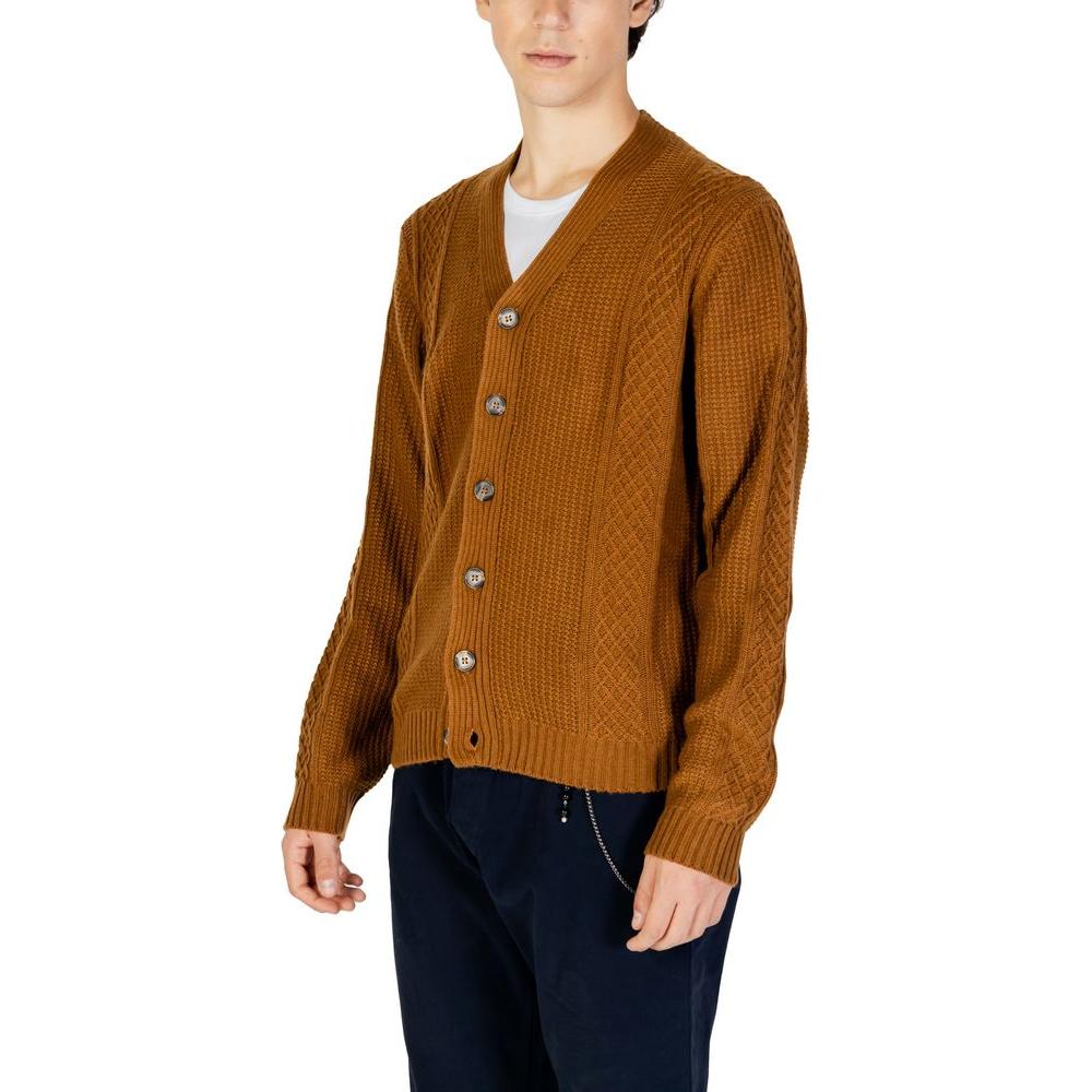 Hamaki-Ho Beige Polyester Cardigan Hamaki-Ho Saddle Brown