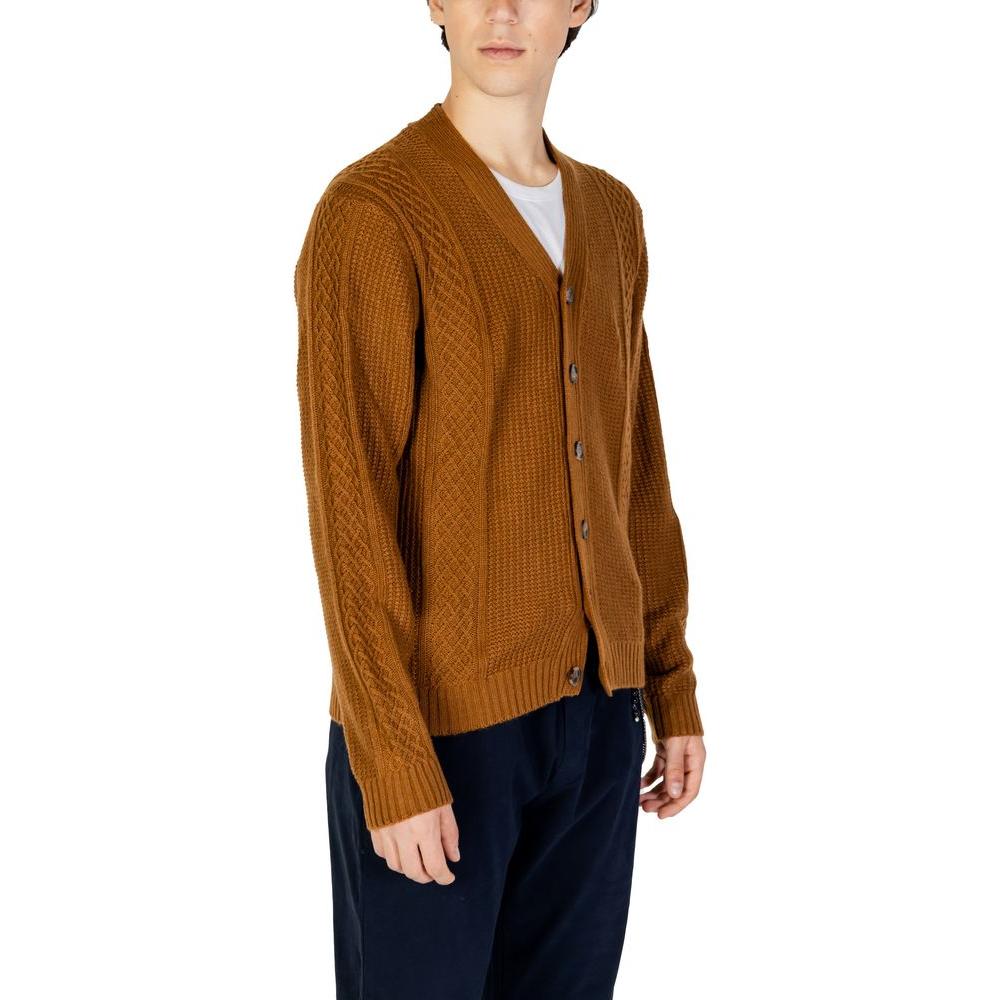 Hamaki-Ho Beige Polyester Cardigan Hamaki-Ho Saddle Brown