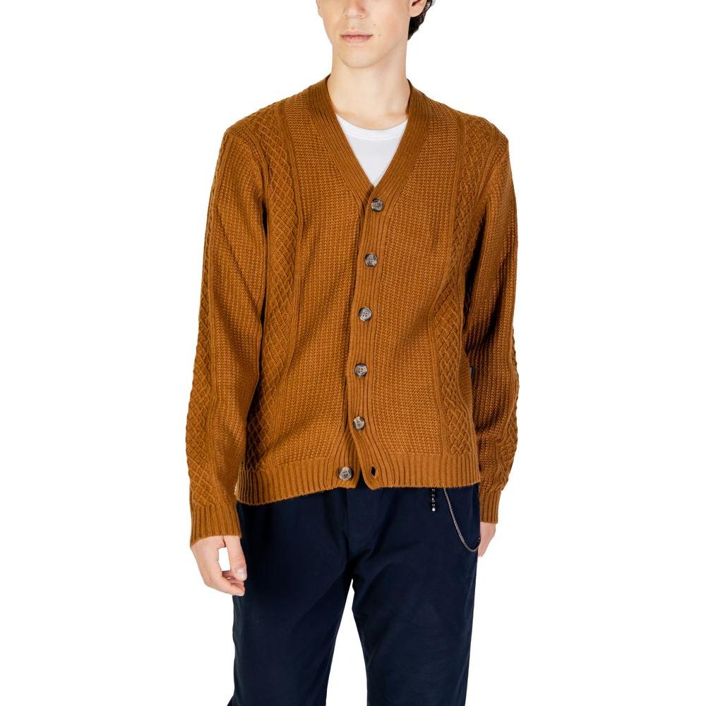 Hamaki-Ho Beige Polyester Cardigan Hamaki-Ho Saddle Brown