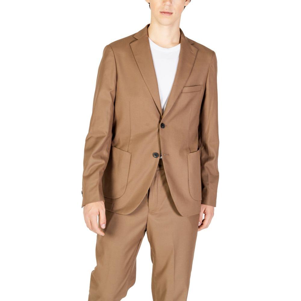 Hamaki-Ho Beige Polyester Blazer Hamaki-Ho Rosy Brown