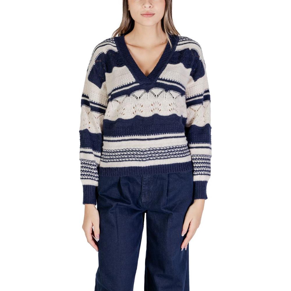 ICHI Blue Recycled Polyester Sweater ICHI Dark Slate Gray
