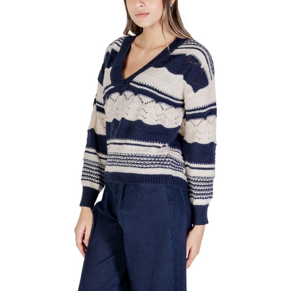 ICHI Blue Recycled Polyester Sweater ICHI Dark Slate Gray
