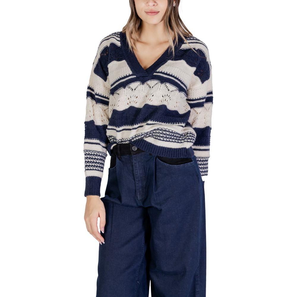 ICHI Blue Recycled Polyester Sweater ICHI Gray