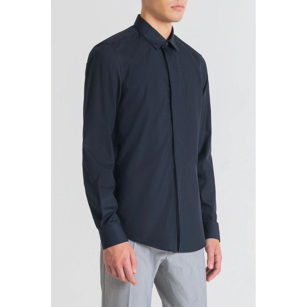Antony Morato Blue Cotton Shirt Antony Morato Light Gray