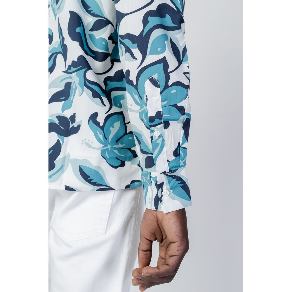 Antony Morato Blue Viscose Shirt Antony Morato Light Gray
