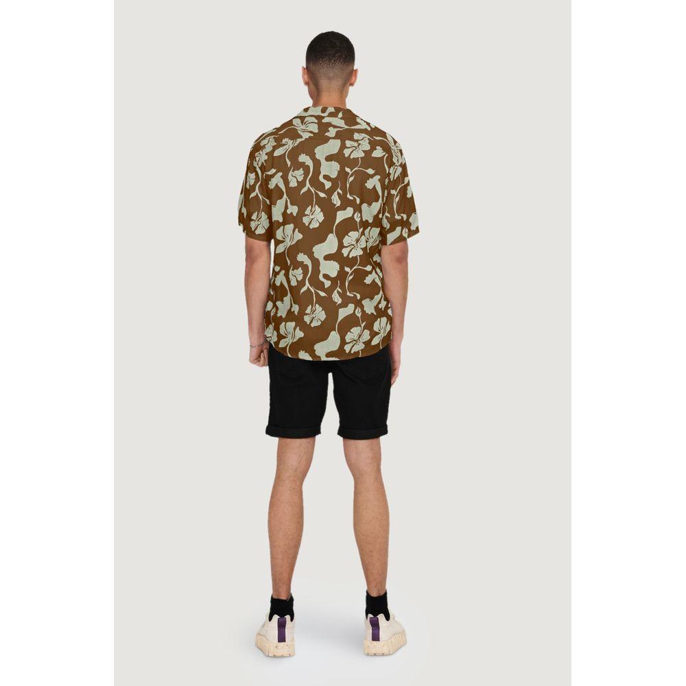 Only & Sons Brown Viscose Shirt Only & Sons Light Gray