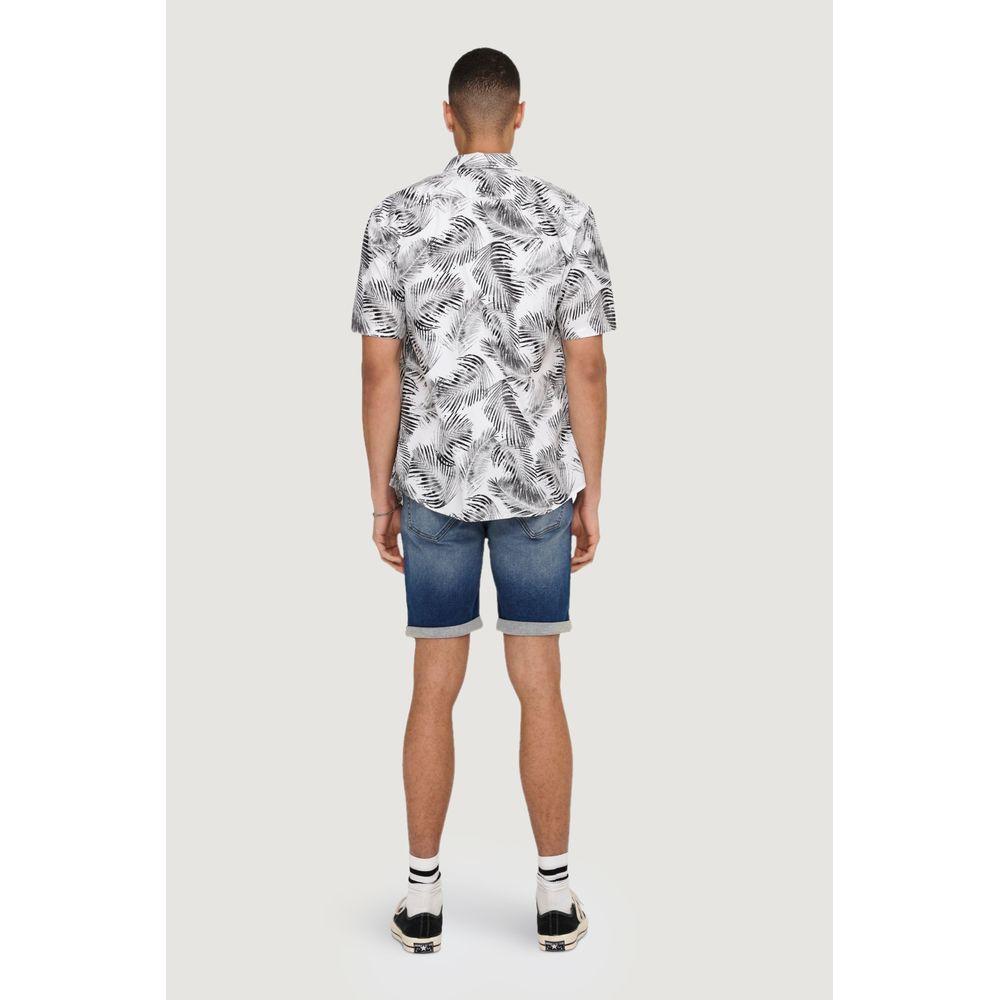 Only & Sons White Cotton Shirt Only & Sons Light Gray