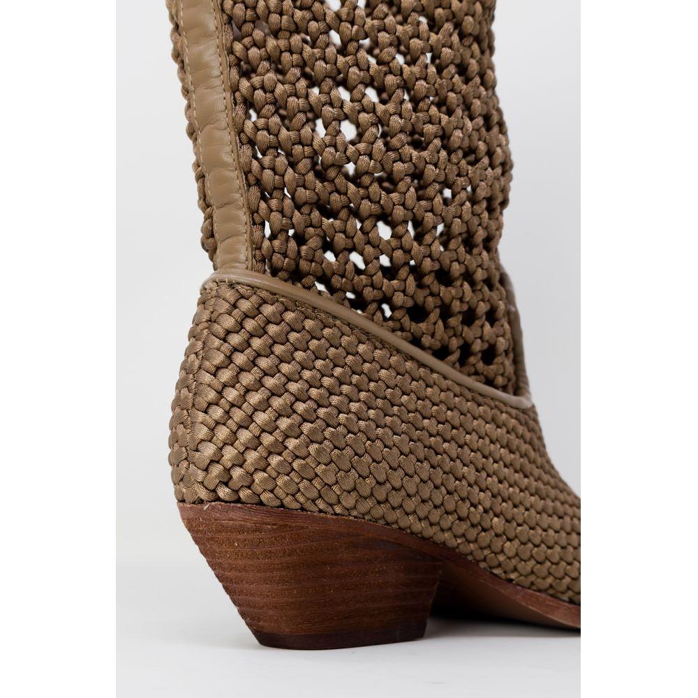 ASH Beige Leather Boot ASH Dark Olive Green