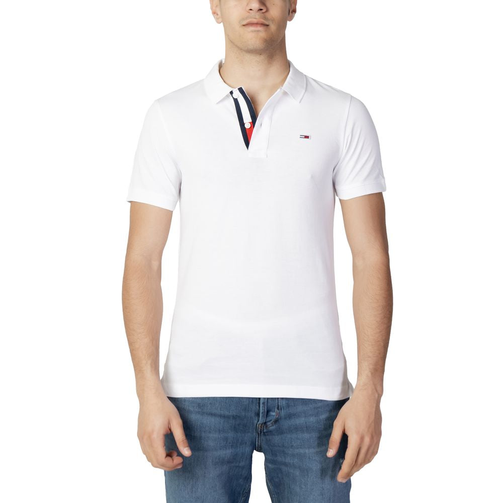Tommy Hilfiger Jeans White Cotton Polo Shirt Tommy Hilfiger Jeans Light Gray