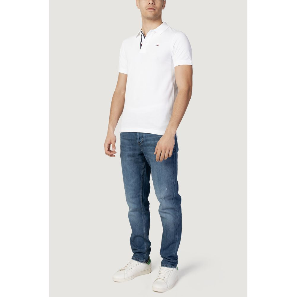 Tommy Hilfiger Jeans White Cotton Polo Shirt Tommy Hilfiger Jeans Lavender