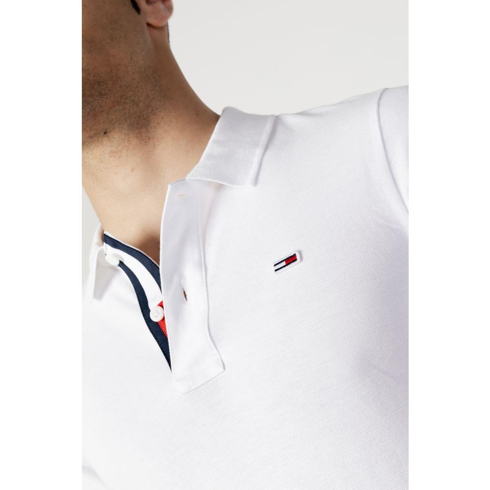 Tommy Hilfiger Jeans White Cotton Polo Shirt Tommy Hilfiger Jeans Lavender