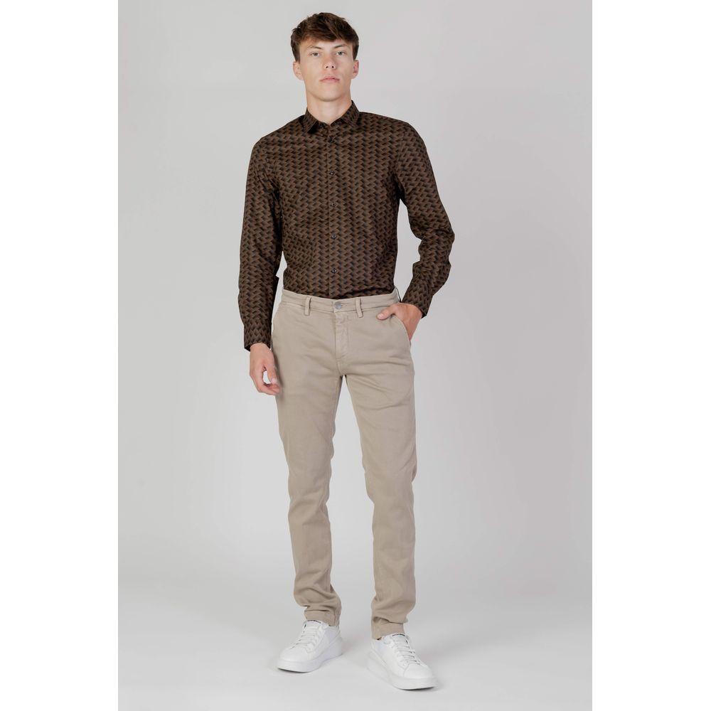 Antony Morato Brown Cotton Shirt Antony Morato Gray