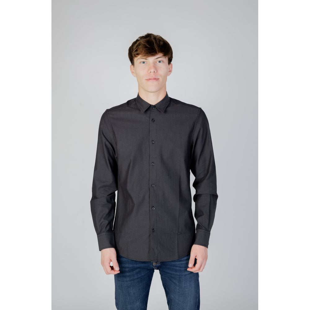 Antony Morato Gray Cotton Shirt Antony Morato Dark Slate Gray