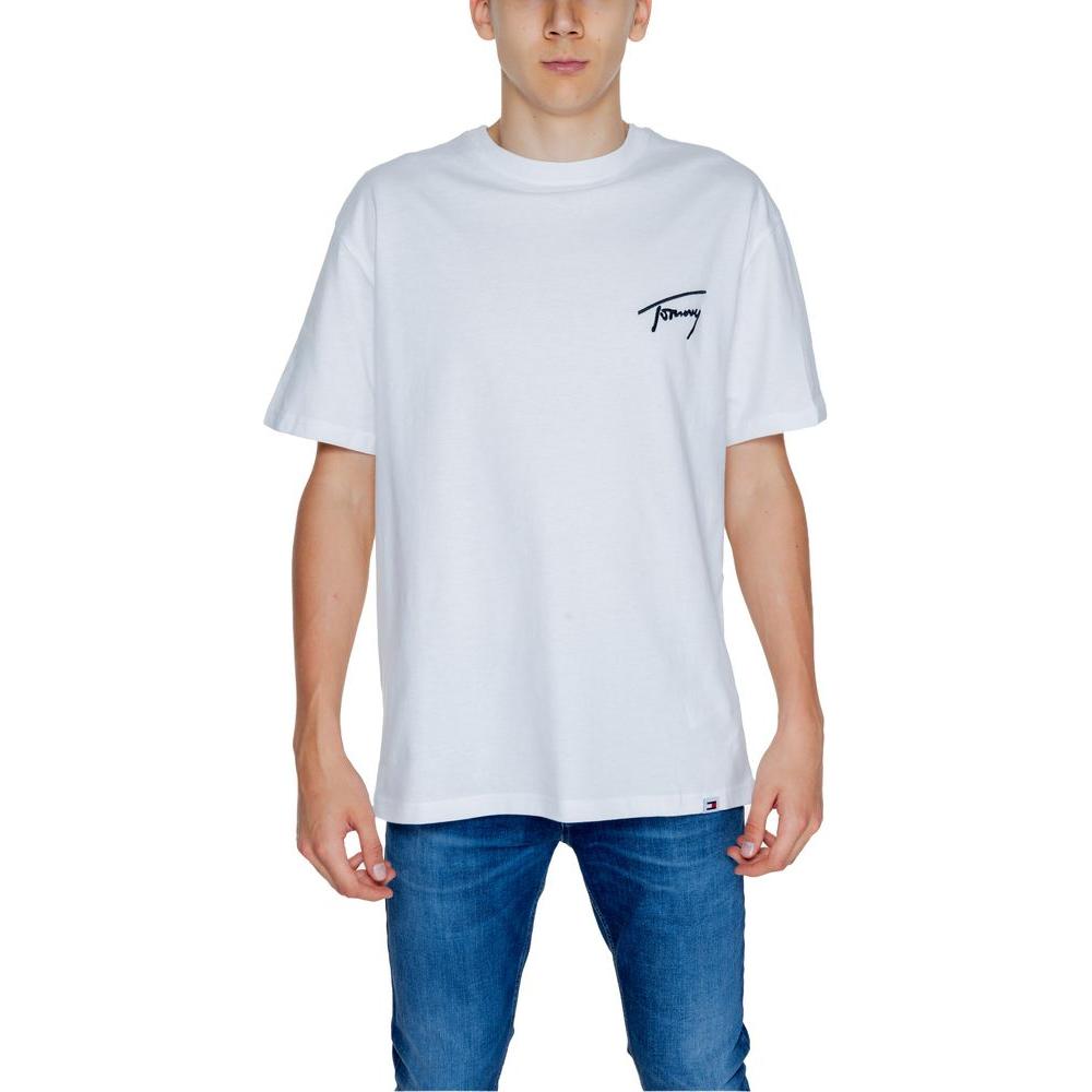 Tommy Hilfiger Jeans White Cotton T-Shirt Tommy Hilfiger Jeans Light Gray