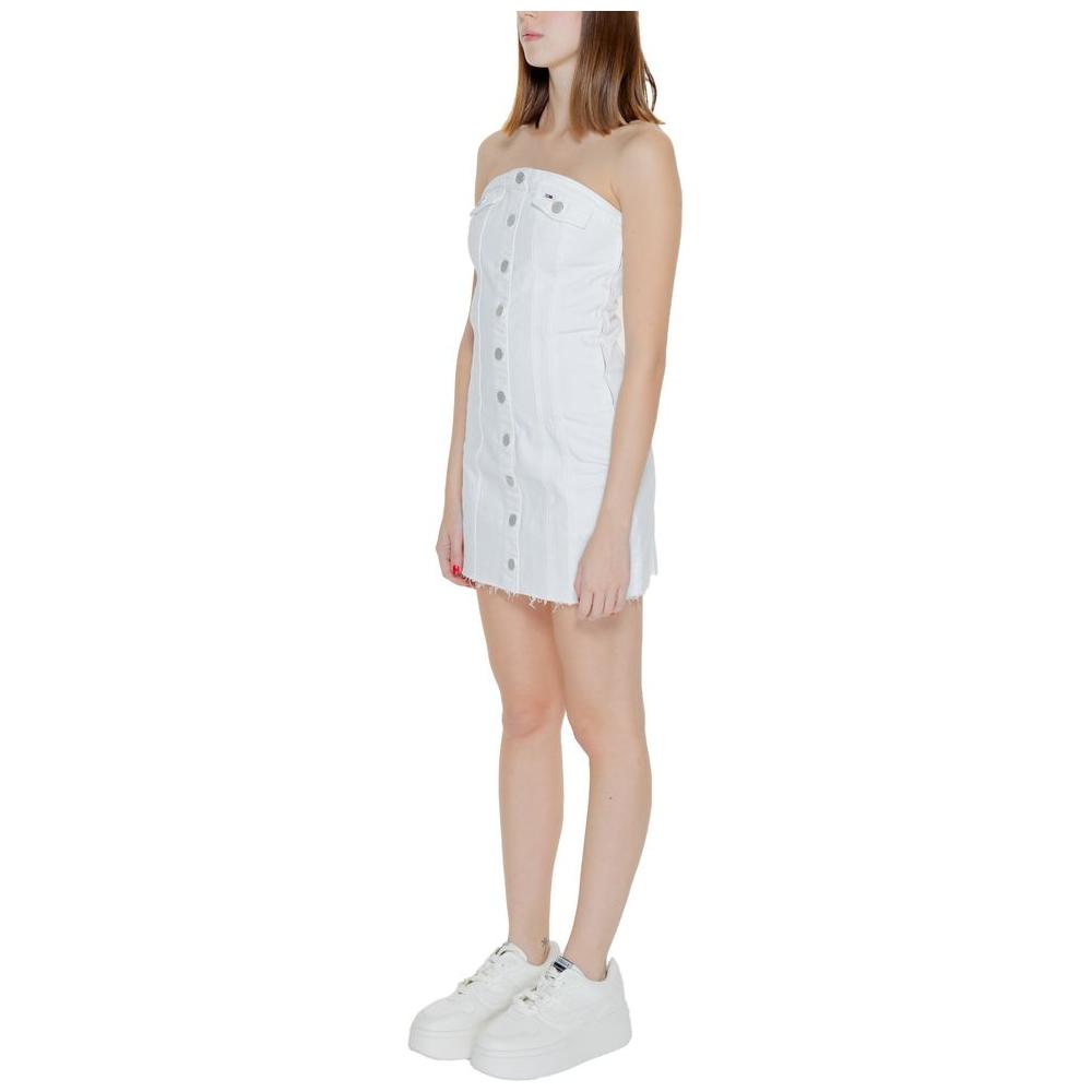 Tommy Hilfiger Jeans White Recycled Cotton Dress Tommy Hilfiger Jeans Gray