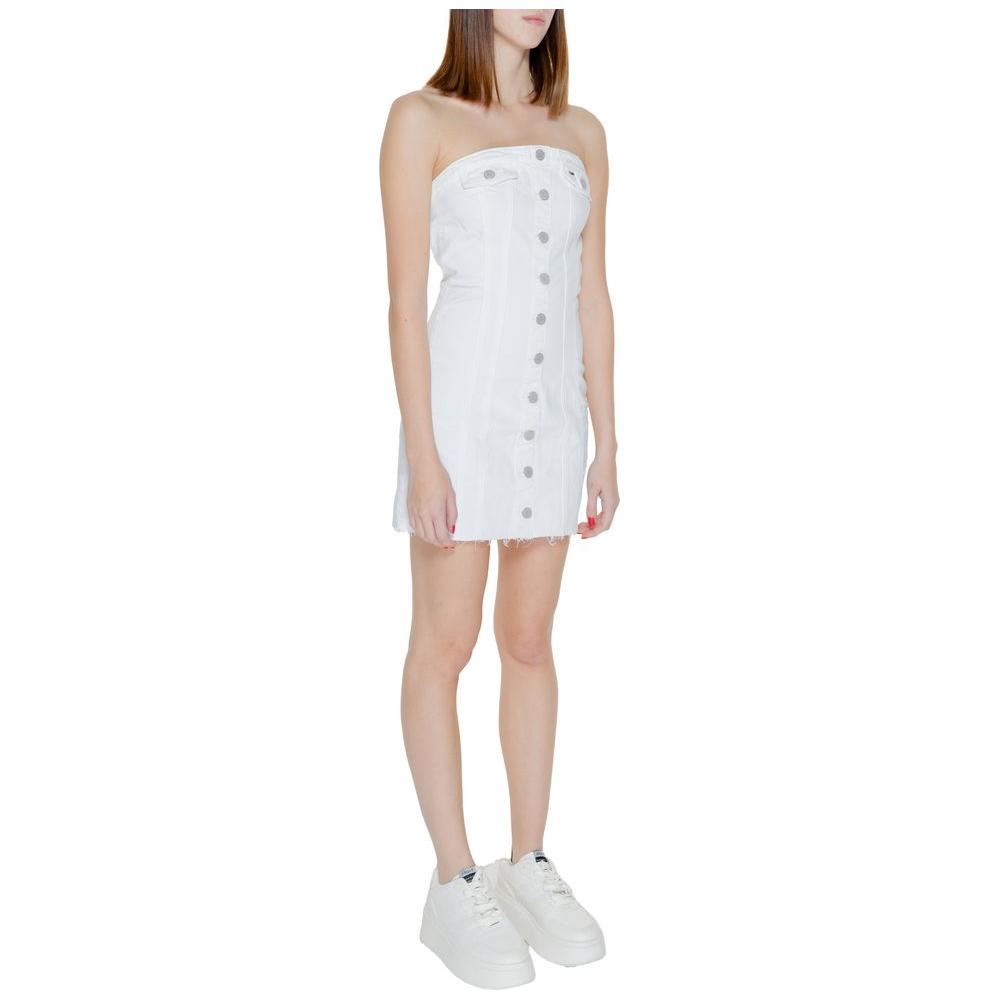 Tommy Hilfiger Jeans White Recycled Cotton Dress Tommy Hilfiger Jeans Light Gray