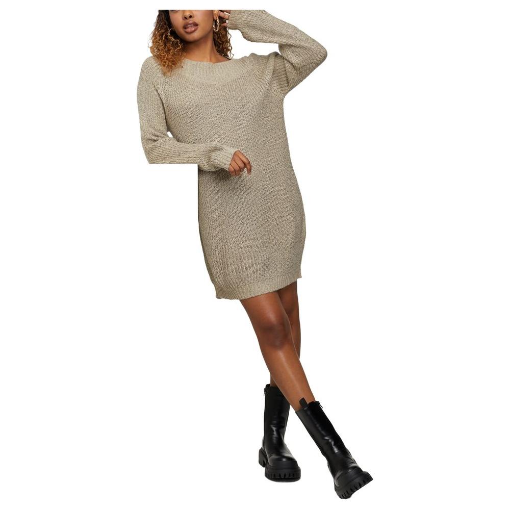 Jacqueline De Yong Beige Acrylic Dress Jacqueline De Yong Rosy Brown